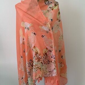 Vibrant Orange Parrot Print Scarf